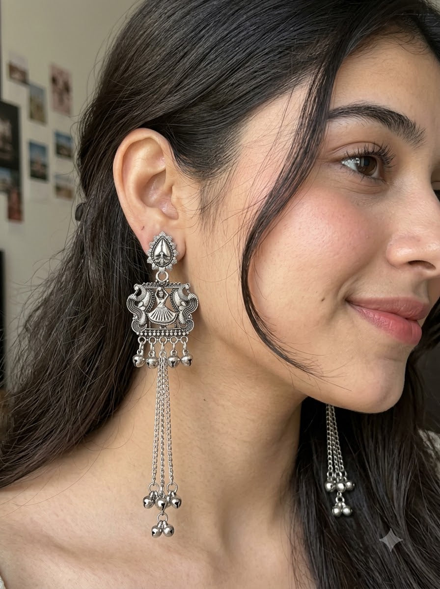 Meera Peacock Temple Earrings