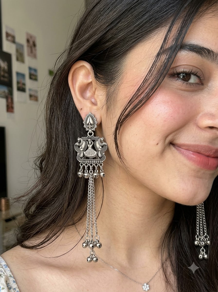 Meera Peacock Temple Earrings