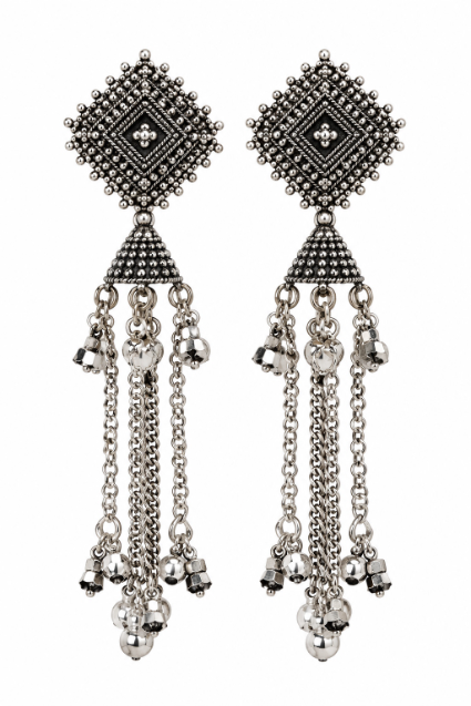 Noor Vintage Oxidized Tassel Earrings