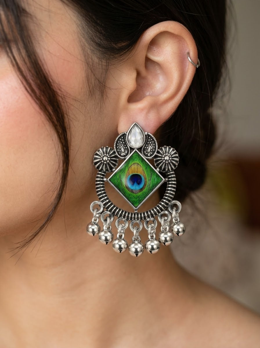 Peacock Heritage Statement Earrings